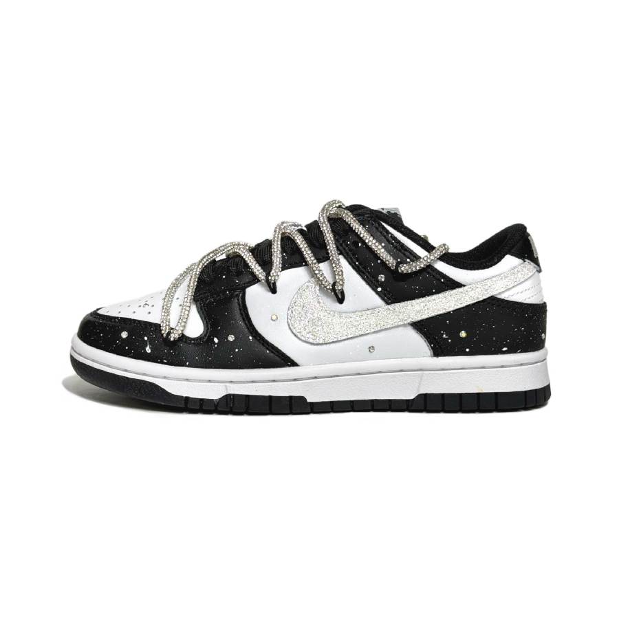 Nike Nike Dunk Baby's Breath Leather Slip Resistant Abrasion Resistant Low top Skateboard Shoes Black Kids'