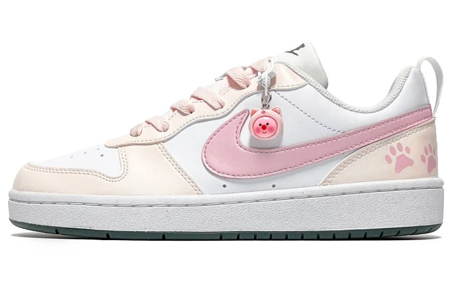 Nike Nike Court Borough LOW RECRAFT Sweetheart Paw Slip Resistant Low top Kids' Skateboarding Shoes Pink Teenagers