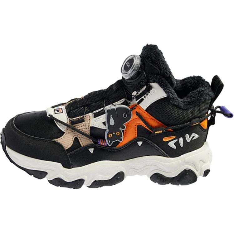 FILA KIDS BOA Slip Resistant, Abrasion Resistant, Thermal Mid top Kids Lifestyle Shoes Black White Teenagers