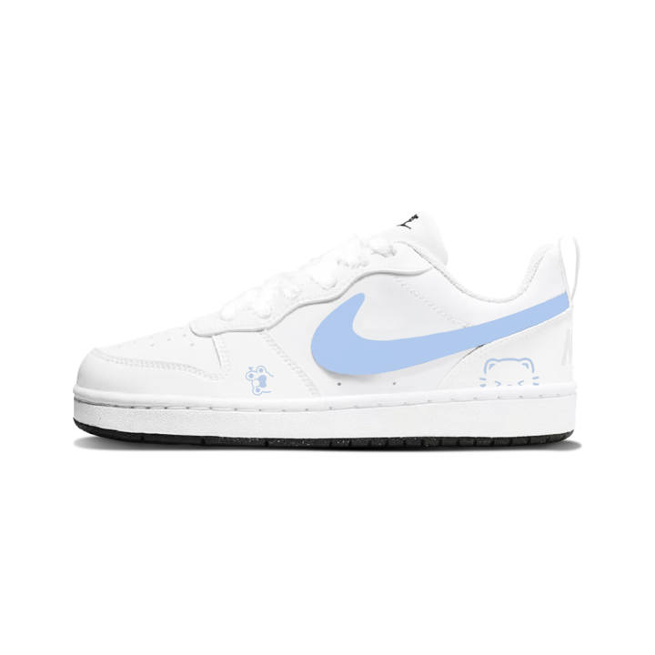Nike Nike Court Borough Light Blue Cute Pet Design Minimalist Style Synthetic Leather Slip Resistant Abrasion Resistant