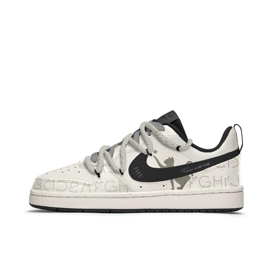Nike Nike Court Borough Cat Star Moonlit Night Slip Resistant Abrasion Resistant Low top Kids' Skateboarding Shoes Ecru