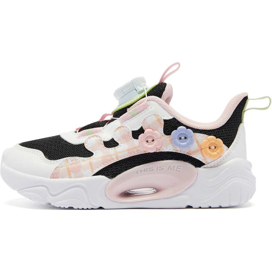 QIAODAN Comfortable Slip Resistant Abrasion Resistant Low top Kids Lifestyle Shoes Black/Jordan White