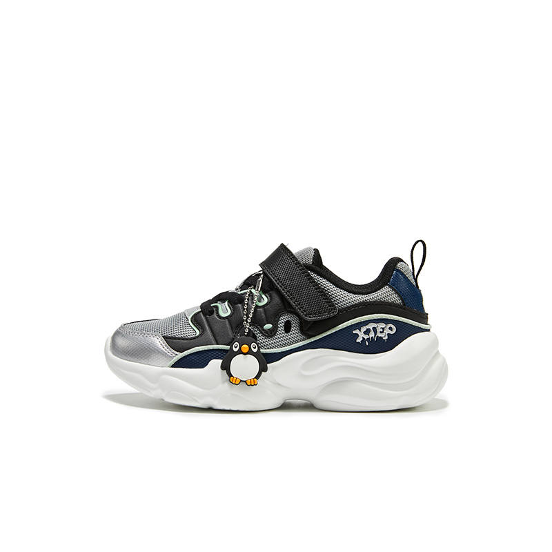 XTEP Abrasion Resistant Low top Kids Lifestyle Shoes Gray Black Kids'