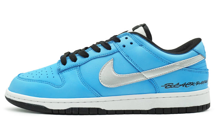 Nike Nike Dunk 'Black' Leather Low top Kids' Skateboarding Shoes Blue Black Silver Teenagers