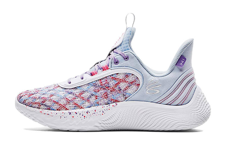 Under Armour Curry 9 Flow Breathable Low top Children's Basketball Shoes Blue Purple Unisex