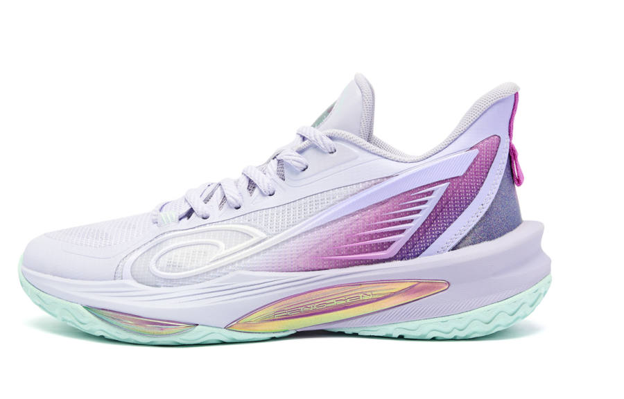 QIAODAN Wind Blade 4 PRO YOUNG Slip Resistant Rebound Low top Basketball Shoes Light Lavender Unisex