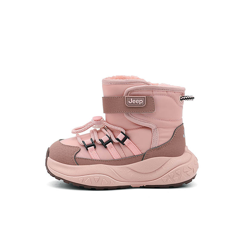 Jeep Fleece Lined Lining, Casual Sports, Comfortable Hook and Loop Kids' Boots Peach Pink/Pastel Pink Kids'