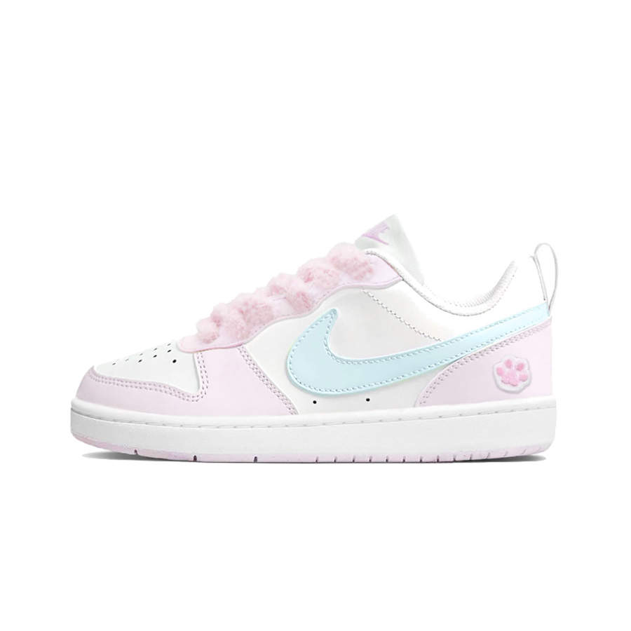 Nike Nike Court Borough Leather Slip Resistant Abrasion Resistant Low top Kids' Skateboarding Shoes Blue Pink Teenagers