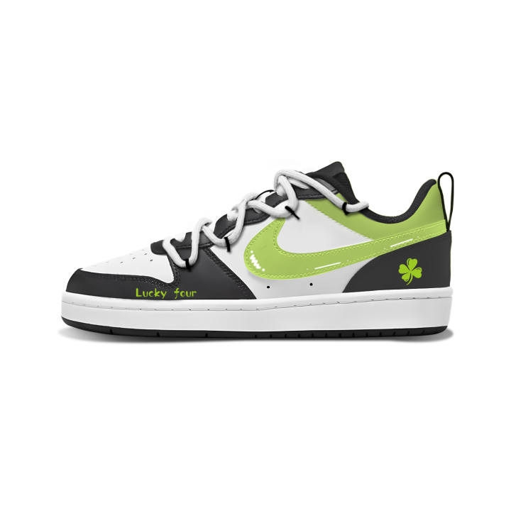Nike Nike Court Borough Lime Lucky Clover Synthetic Leather Slip Resistant Abrasion Resistant