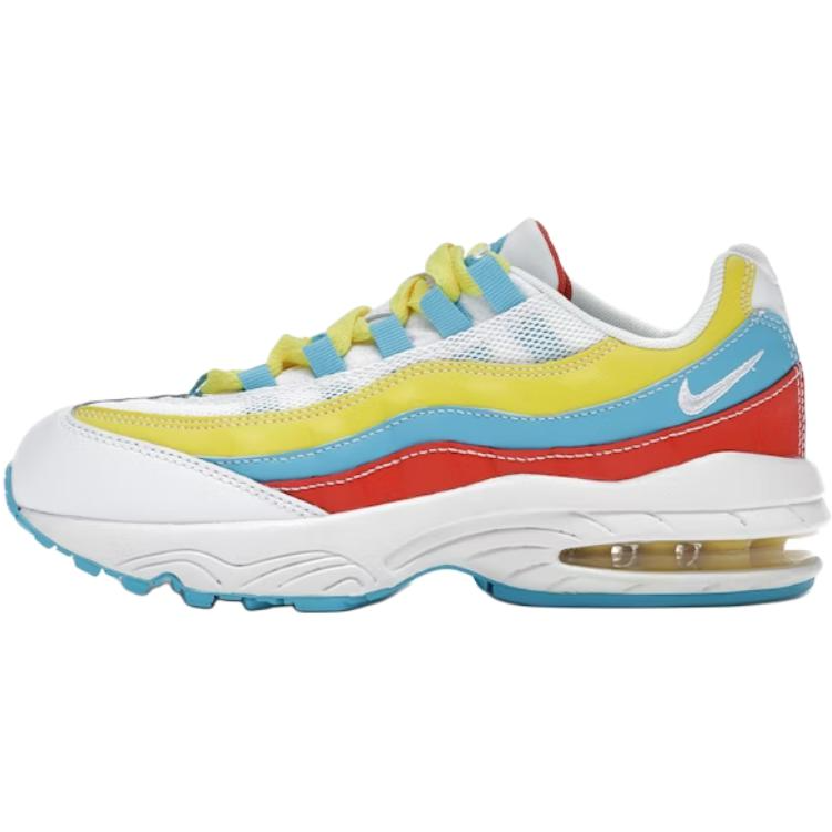 Nike Nike Air Max 95 Abrasion Resistant Low top Kids' Running Shoes White Blue Yellow Kids'