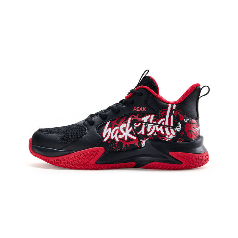 PEAK Zap Shadow Slip Resistant Cushioning Abrasion Resistant Rebound Support Mid top Youth Basketball Shoes Kids'