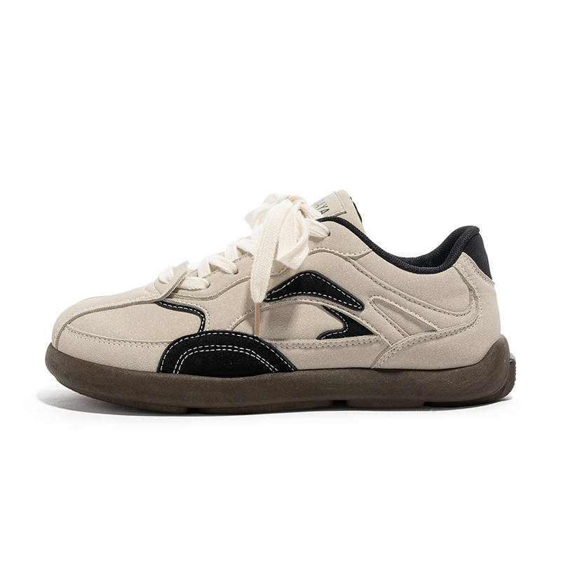 Babaya Synthetic Leather Slip Resistant Abrasion Resistant Low top Kids' Skateboarding Shoes Beige Brown