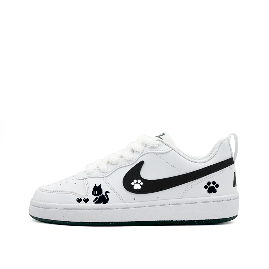 Nike Nike Court Borough Pixel Meow, Cute, Minimalist Style, Versatile, Fashion, Individual Trendy Synthetic Leather, Textile