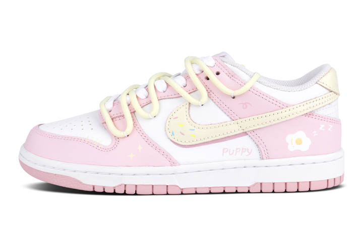 Nike Nike Dunk Leather Abrasion Resistant Abrasion Resistant Low top Skateboard Shoes Pink White Kids'
