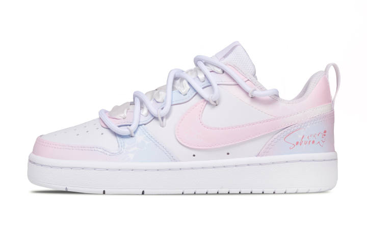 Nike Nike Court Borough Cotton Candy Synthetic Leather Abrasion Resistant Slip Resistant Cushioning Low top