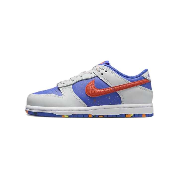 Nike Nike Dunk Low top Kids' Skateboarding Shoes Gray Blue Orange Asian Version Children Aged 3 7 Years Old