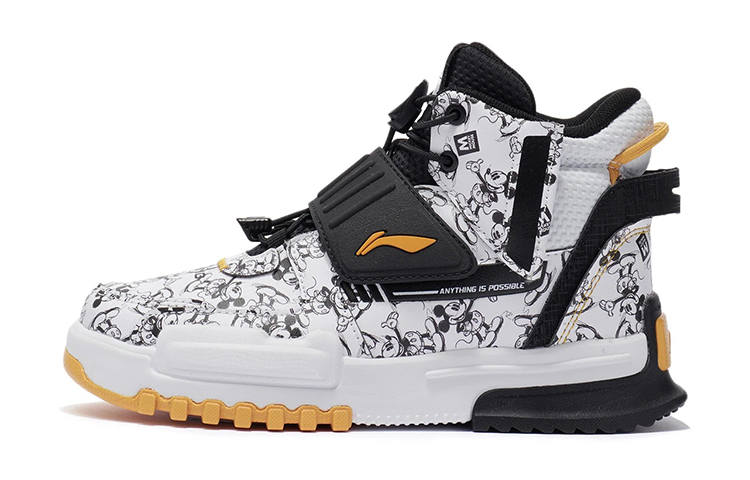 Li-Ning YOUNG Disney x Li Ning Slip Resistant Anti Kick Cushioning Abrasion Resistant Support High top Running Shoes Black White