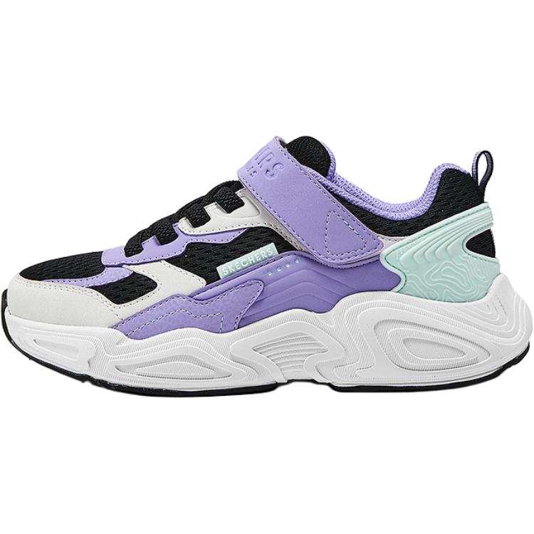 Skechers Kids Air Cooled Abrasion Resistant Abrasion Resistant Low top Kids Lifestyle Shoes Black White Purple Kids'