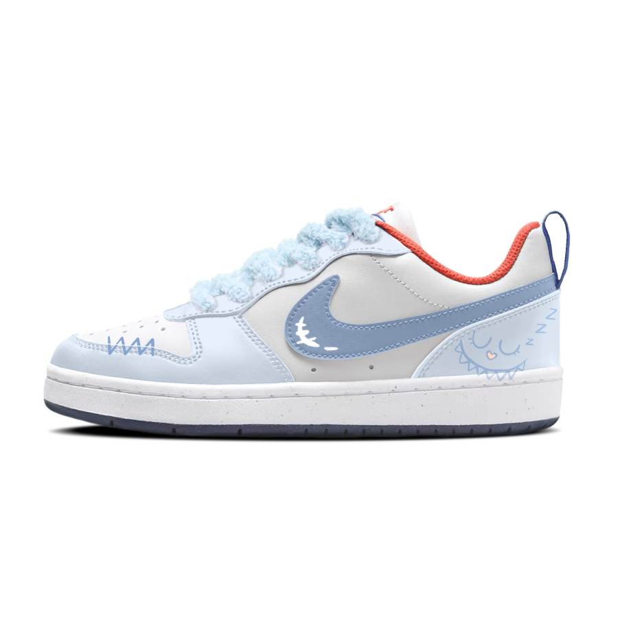Nike Nike Court Borough Sleepy Fabric Breathable Low top Kids' Skateboarding Shoes Sky Blue Teenagers