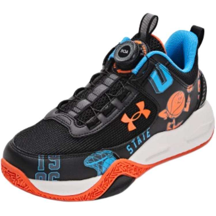 Under Armour Slip Resistant Abrasion Resistant Low top Children's Basketball Shoes Black Kids'