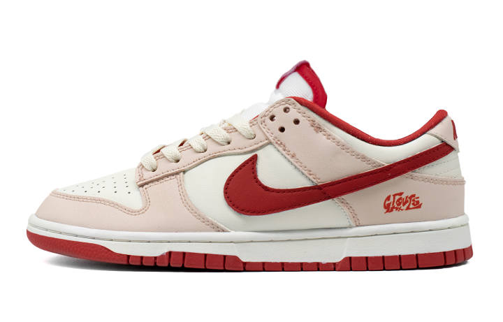 Nike Nike Dunk Peach Blossom Leather Slip Resistant Abrasion Resistant Low top Kids' Skateboarding Shoes Red Pink Teenagers