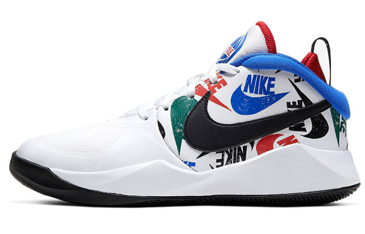 Nike Nike Team Hustle D 9 Abrasion Resistant Breathable Mid top Performance Basketball Shoes Black White Blue Unisex