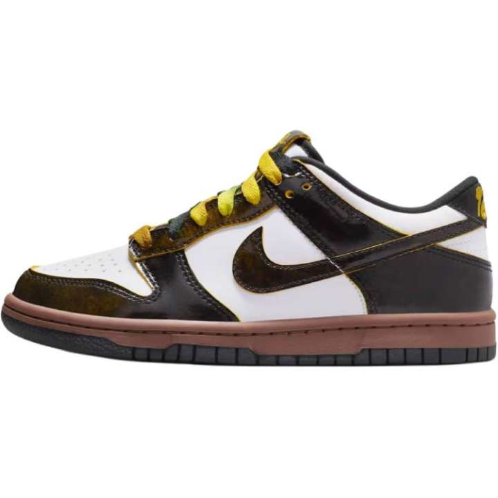 Nike Nike Dunk Low top Skateboard Shoes White/Black/Animal Brown Unisex