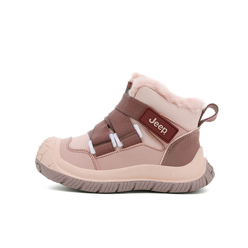 Jeep Fleece Lined Thermal, Fashion Hook and Loop Design Comfortable Insulated Shoes Dusty Pink Kids'