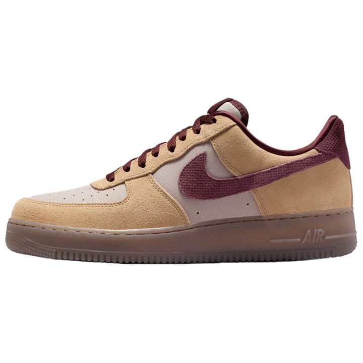 Nike Nike Air Force 1 Leather, Textile Skateboard Shoes Men's Brown Red