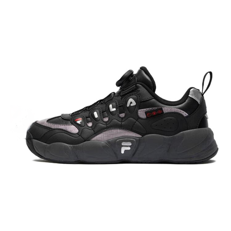 FILA KIDS Boa Slip Resistant Abrasion Resistant Low top Children's Basketball Shoes Black Unisex
