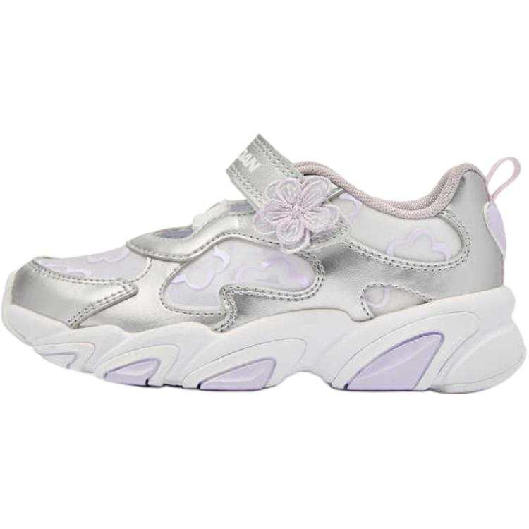 QIAODAN Abrasion Resistant Breathable Low top Kids Lifestyle Shoes Silver Purple Children Aged 3 7 Years Old