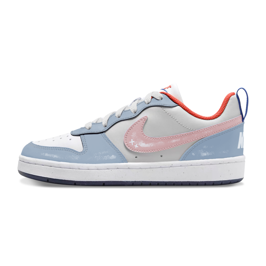 Nike Nike Court Borough Candy Galaxy Breathable Low top Kids' Skateboarding Shoes Light Blue Teenagers