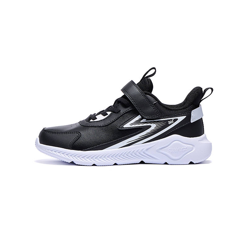 361°KIDS Synthetic Leather Running Shoes Black White Teenagers