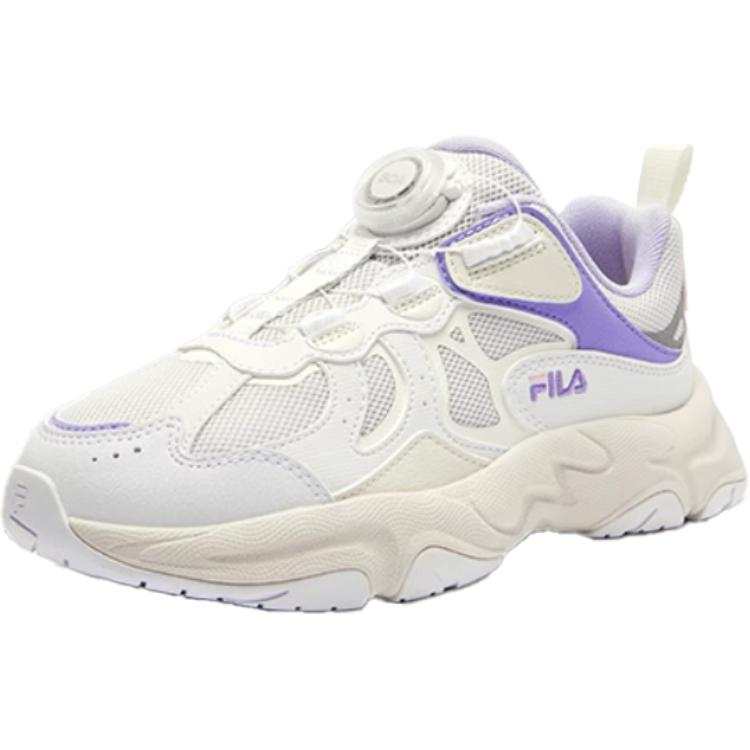 FILA KIDS BOA Anti Kick Cushioning Low top Kids' Running Shoes White Purple Teenagers