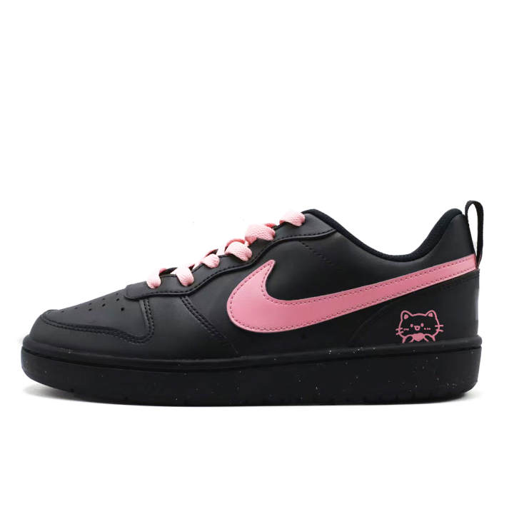 Nike Nike Court Borough Black Pink Cat Synthetic Leather, Leather Slip Resistant Slip Resistant Low top