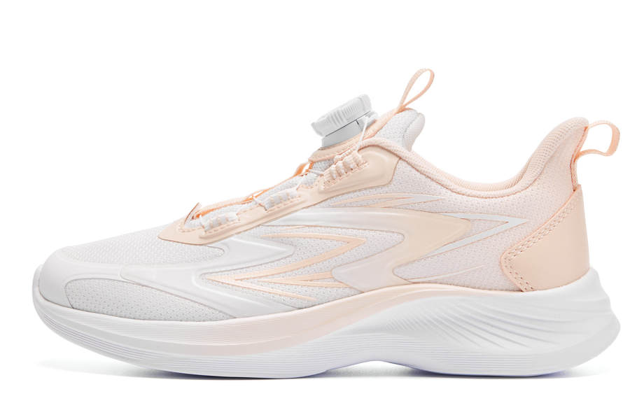 QIAODAN Light Speed Textile, Synthetic Leather Low top Running Shoes White Pink Unisex