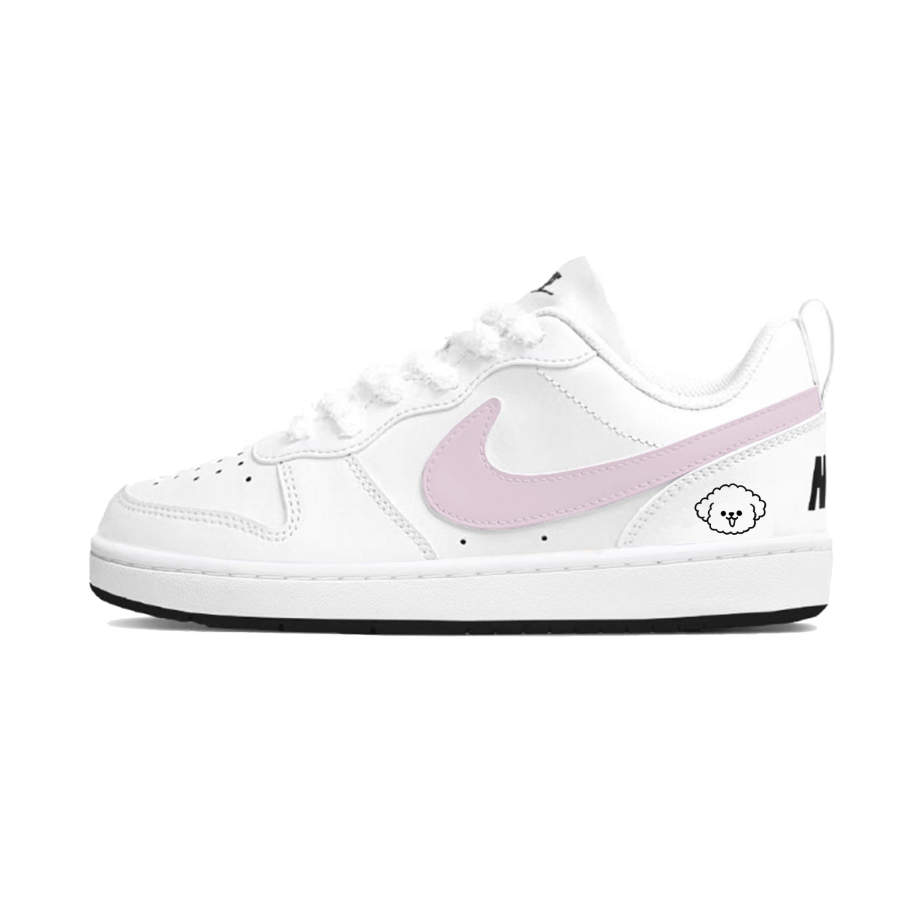 Nike Nike Court Borough Pink Teddy Synthetic Leather Abrasion Resistant Low top Kids' Skateboarding Shoes Pink White