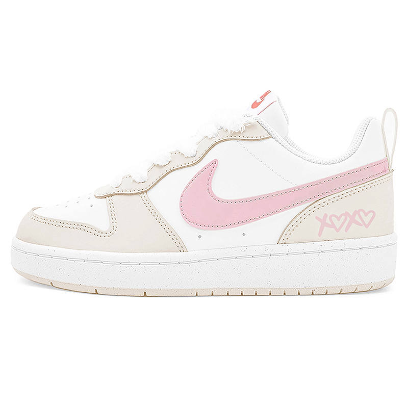 Nike Nike Court Borough Pink Rose Cocoa Abrasion Resistant Slip Resistant Low top Kids' Skateboarding Shoes Pink Teenagers
