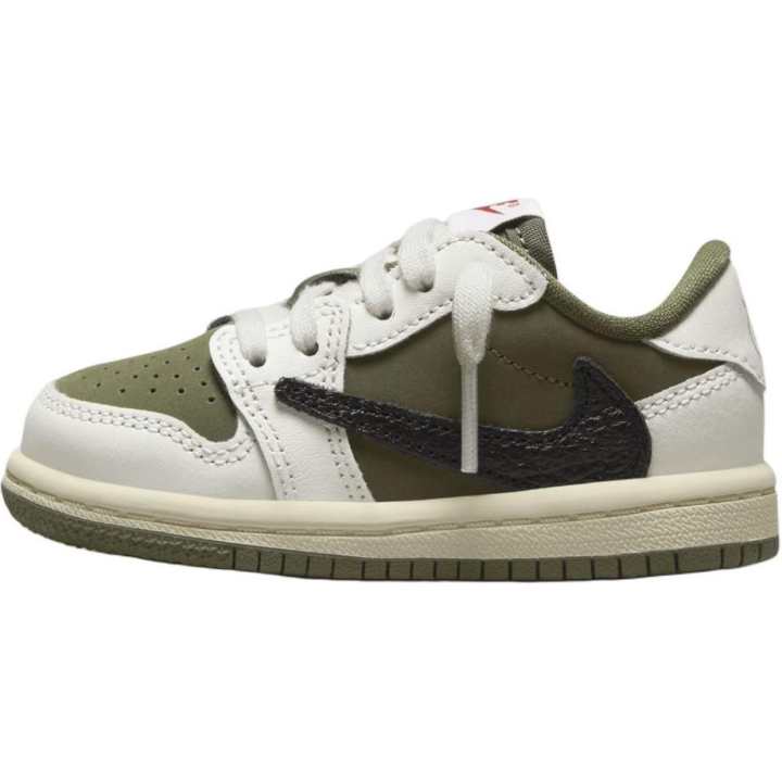 Jordan Travis Scott x Jordan Air Jordan 1 Soft And Comfortable Low top Toddler Shoes Green Infant And Toddler