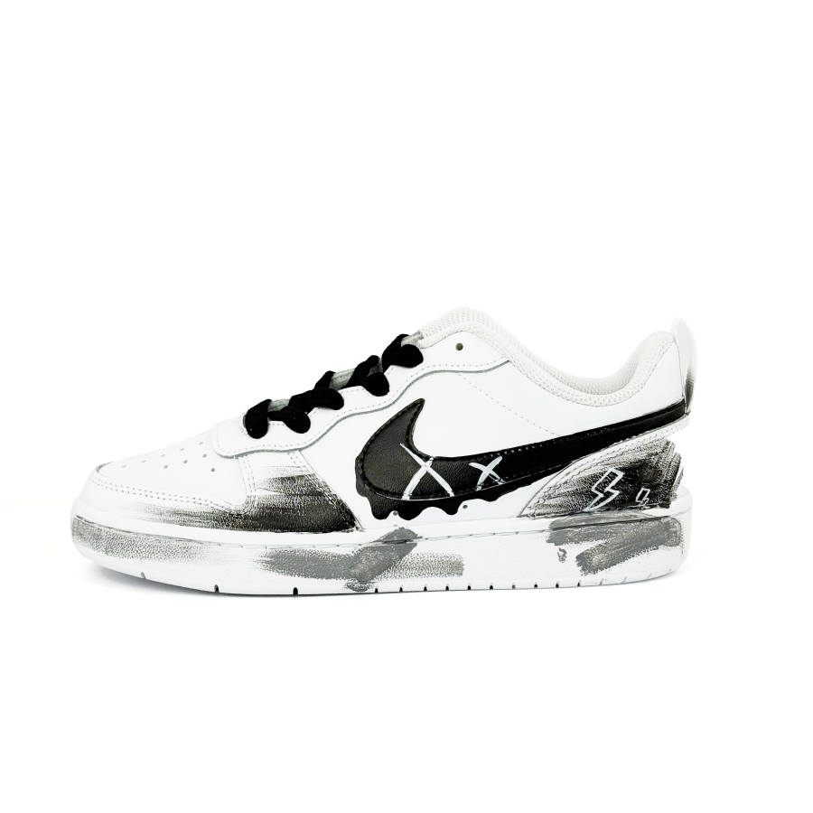 Nike Nike Court Borough Low 2 Leather Slip Resistant Abrasion Resistant Low top Kids' Skateboarding Shoes Black Teenagers