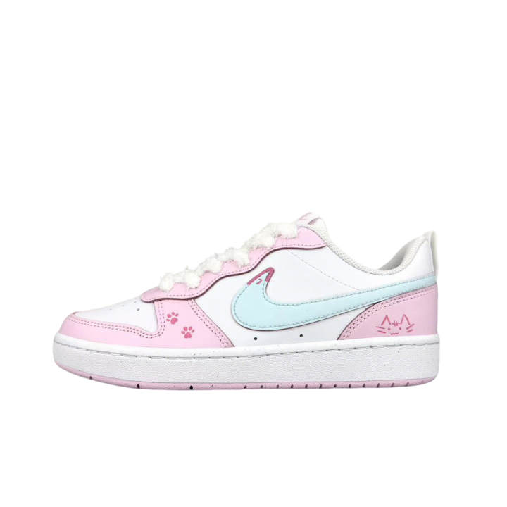 Nike Nike Court Borough Cherry Blossom Meow Blue Cushioning Abrasion Resistant Slip Resistant Low top