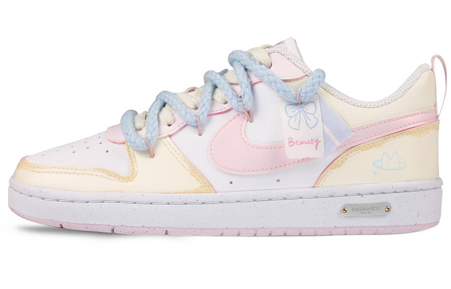 Nike Nike Court Borough 2 Abrasion Resistant Abrasion Resistant Low top Skateboard Shoes White Pink Kids'
