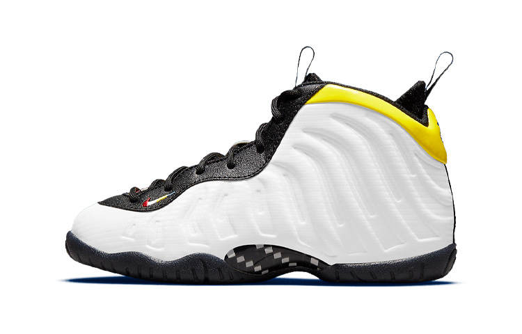 Nike Nike Little Posite One High top Children's Basketball Shoes White Black Yellow Children Aged 3 7 Years Old