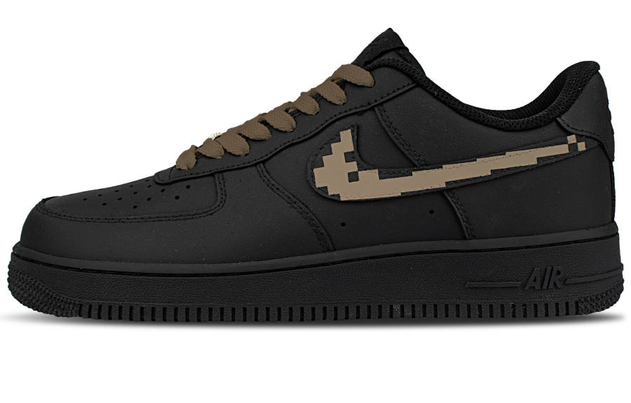Nike Nike Air Force 1 Synthetic Leather Cushioning Slip Resistant Abrasion Resistant Kids' Skateboarding Shoes Black Brown