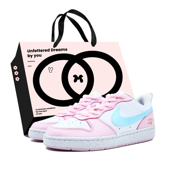 Nike Nike Court Borough Low Synthetic Leather Slip Resistant Abrasion Resistant Low top Kids' Skateboarding Shoes