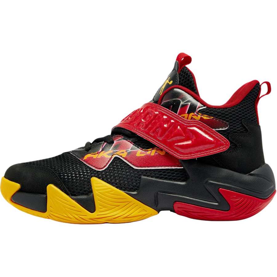QIAODAN Synthetic Leather, Textile Mid top Basketball Shoes Black Unisex