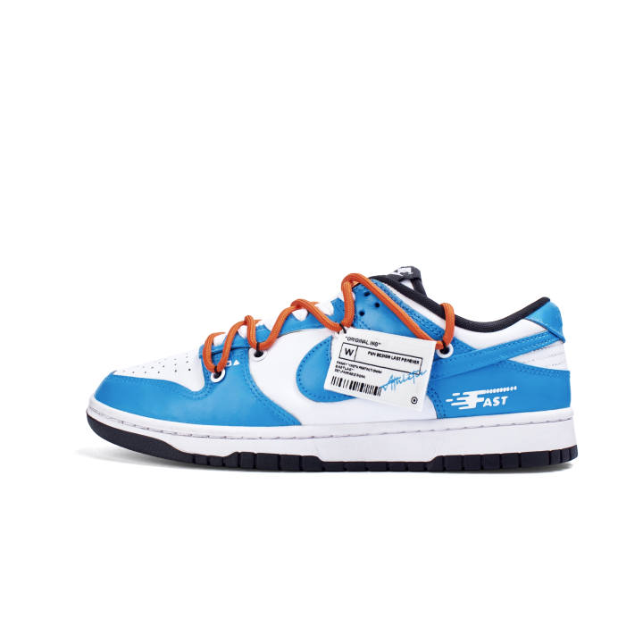 Nike Nike Dunk Leather Cushioning Abrasion Resistant Slip Resistant Low top Kids' Skateboarding Shoes Blue White Kids'