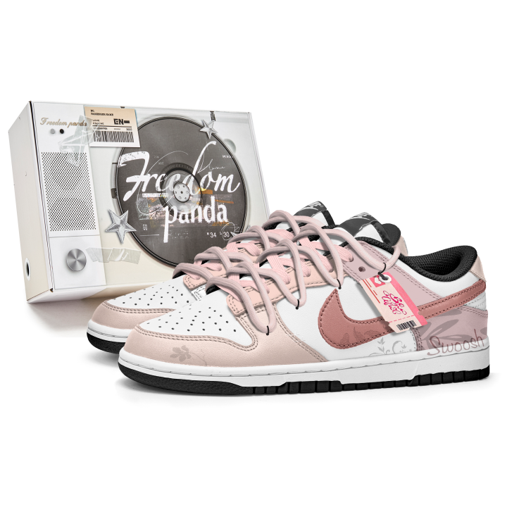 Nike Nike Dunk Slip Resistant Abrasion Resistant Low top Kids' Skateboarding Shoes Pink White Teenagers