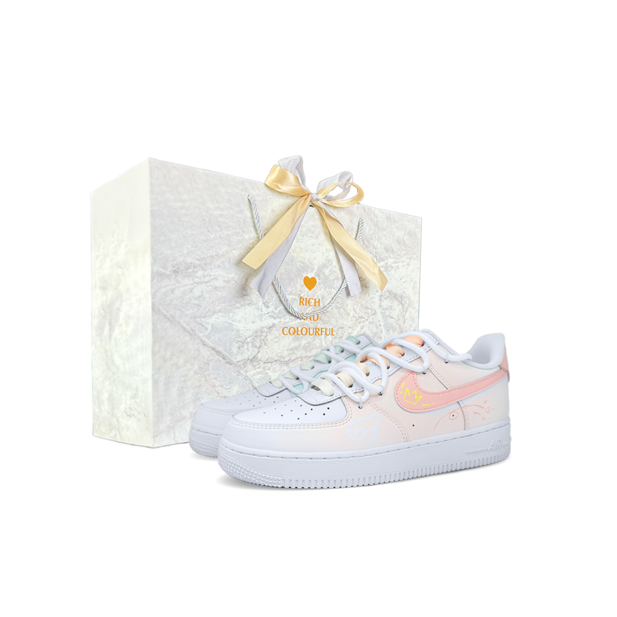 Nike Nike Air Force 1 Sweet Style Girlish Low top Kids' Skateboarding Shoes Pink Teenagers