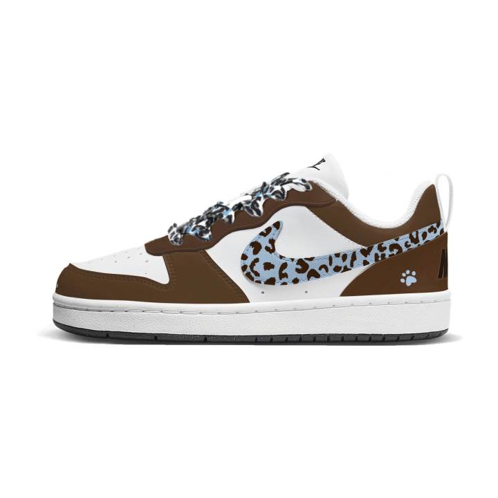 Nike Nike Court Borough Brown Sugar Blue Leopard Low top Skateboard Shoes Brown Kids'